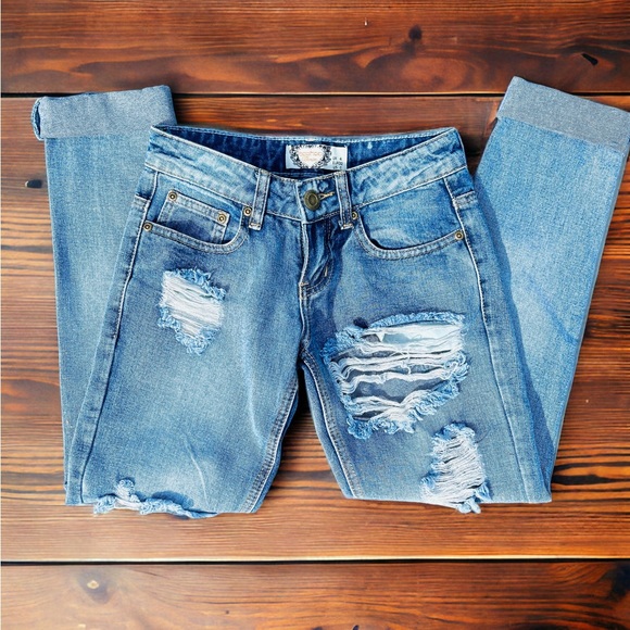 Boohoo distressed jeans | Medium Wash | Size 0 | NWOT - Picture 4 of 10